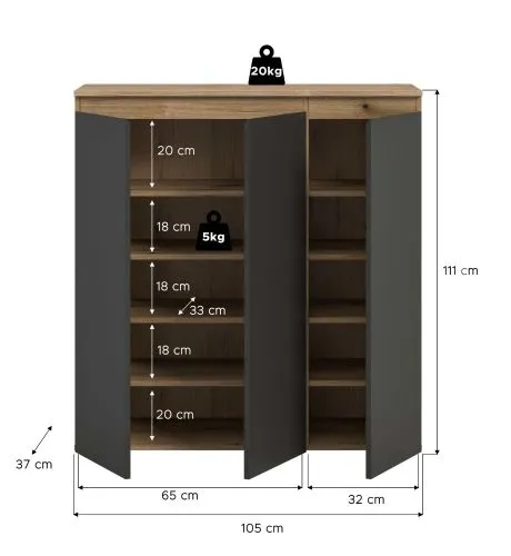 Universalschrank Scarpa | 105 x 110cm | anthrazit / Evoke Eiche