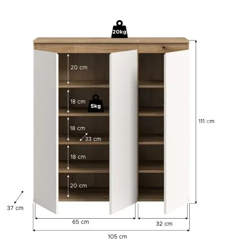 Universalschrank Scarpa | 105 x 110cm | weiß / Evoke Eiche