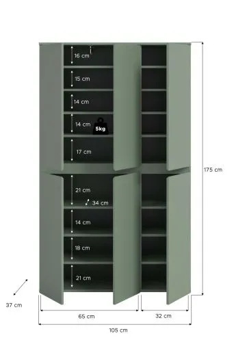 Universalschrank Scarpa | 105 x 175cm | Smoke green