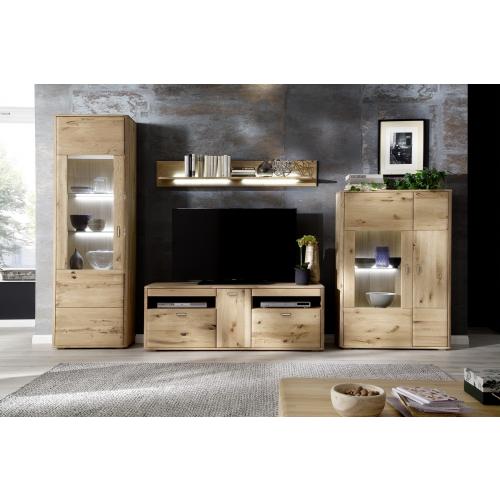 Vitrine 1 Ravello | Balkeneiche Bianco | LED Beleuchtung