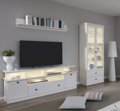 Vitrine Baxter | Landhausstil | weiß | LED Beleuchtung