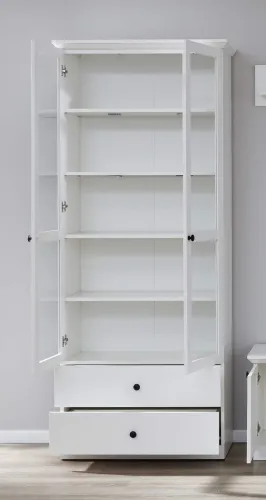 Vitrine Baxter | Landhausstil | weiß | mit 10er Set LED Unterbauspots