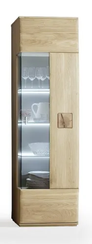 Vitrine Bologna 2 | Eiche Bianco | mit LED Rückwandbeleuchtung