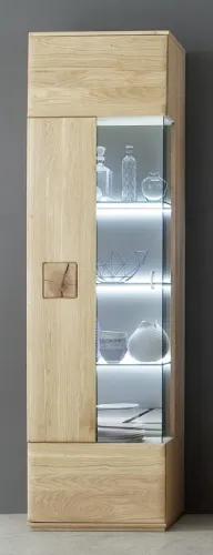 Vitrine Bologna | Eiche Bianco | mit LED Rückwandbeleuchtung