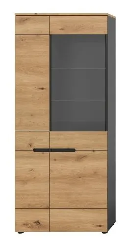 Vitrine Canu | Basalt grau / Artisan Eiche