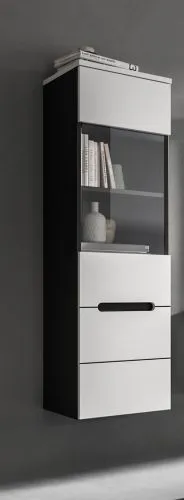 Vitrine Canu | weiß / Basalt Grau ohne Beleuchtung