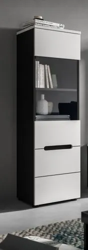 Vitrine Canu | weiß / Basalt Grau ohne Beleuchtung