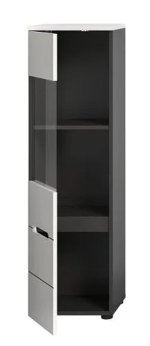 Vitrine Canu | weiß / Basalt Grau ohne Beleuchtung