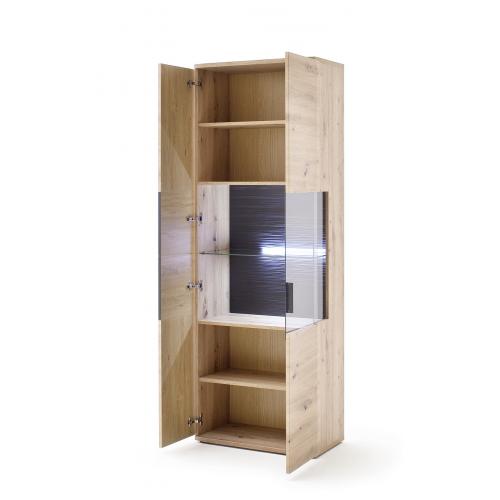 Vitrine Cortona | Balkeneiche / anthrazit | LED Beleuchtung