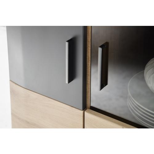 Vitrine Cortona | Balkeneiche / anthrazit | LED Beleuchtung