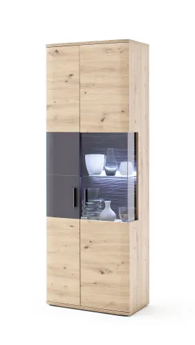 Vitrine Cortona | Balkeneiche / anthrazit | ohne Beleuchtung
