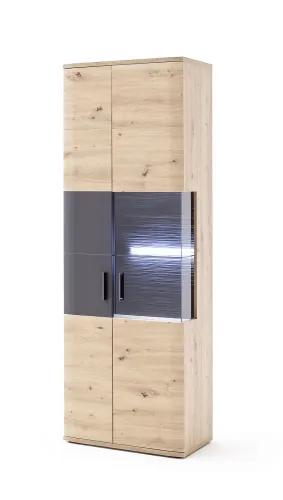 Vitrine Cortona | Balkeneiche / anthrazit | ohne Beleuchtung
