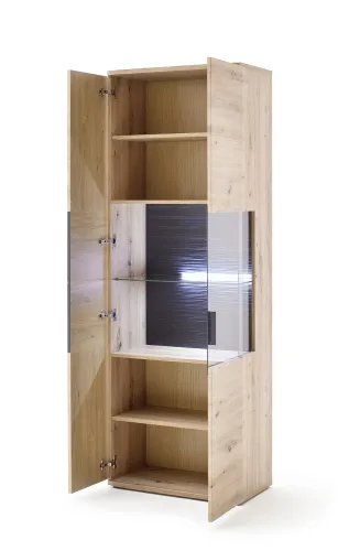 Vitrine Cortona | Balkeneiche / anthrazit | ohne Beleuchtung