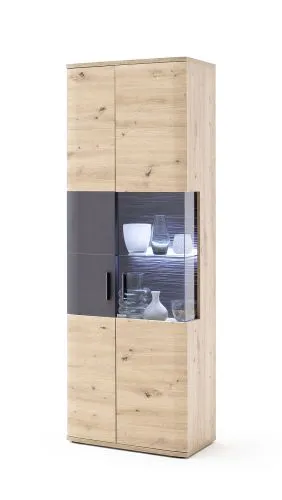 Vitrine Cortona | Balkeneiche / anthrazit | ohne Beleuchtung
