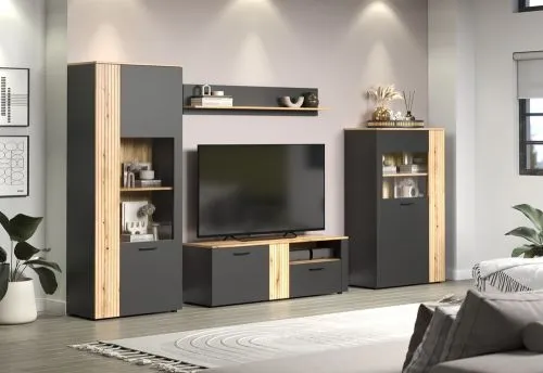Vitrine Esteban 1 | Anthrazit / Coast Evoke Oak