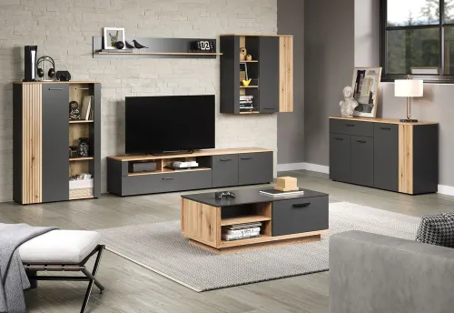 Vitrine Esteban | Anthrazit / Coast Evoke Oak