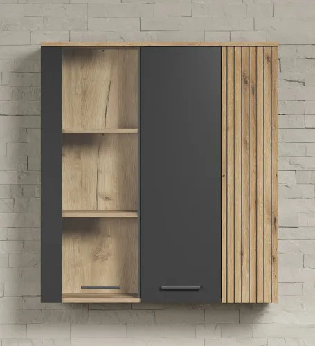 Vitrine Esteban | Anthrazit / Coast Evoke Oak ohne Beleuchtung