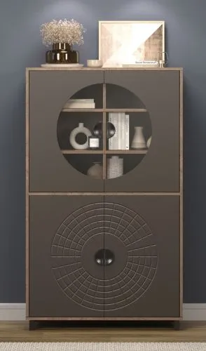 Vitrine Fusion | Rostoptik Rusty Flow / Perlbronze mit Beleuchtung