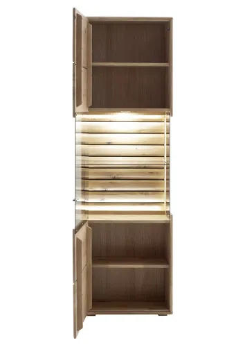 Vitrine Girona | Ast / Balkeneiche | mit Beleuchtung Komplettset