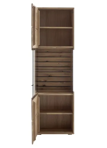 Vitrine Girona | Ast / Balkeneiche | mit Beleuchtung Komplettset