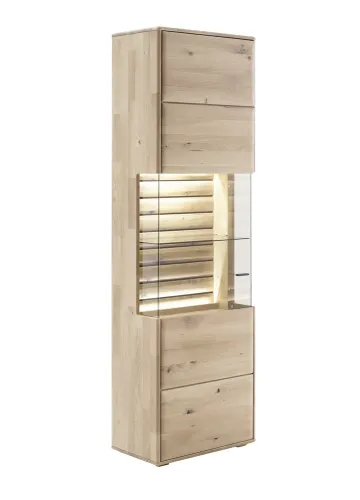 Vitrine Girona | Ast / Balkeneiche | mit LED Bandbeleuchtung