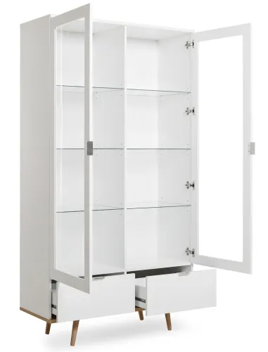 Vitrine Glasschrank Oslo | Skandinavisch | weiß / Sonoma Eiche
