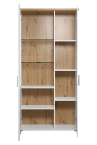 Vitrine groß Shade | Andersen Pinie weiß / Artisan Eiche | Landhausstil | Komplettset