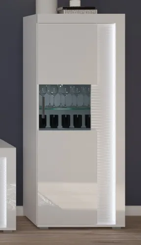 Vitrine halbhoch Skylight | weiß Hochglanz | inkl. Frontbeleuchtung