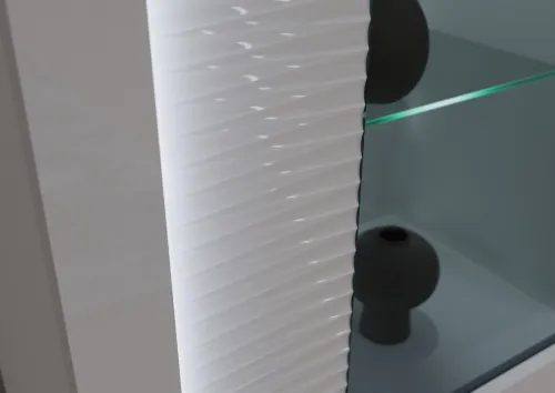 Vitrine halbhoch Skylight | weiß Hochglanz | inkl. Frontbeleuchtung ohne Glasbodenclip