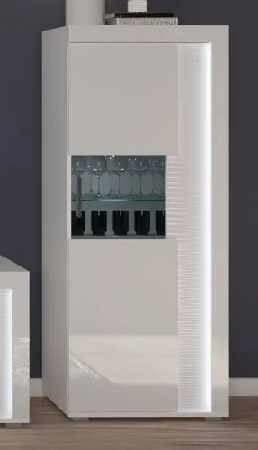 Vitrine halbhoch Skylight | weiß Hochglanz | inkl. Frontbeleuchtung ohne Glasbodenclip