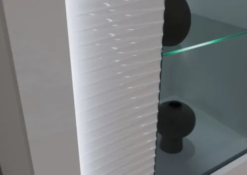 Vitrine halbhoch Skylight | weiß Hochglanz | inkl. Frontbeleuchtung ohne Glasbodenclip