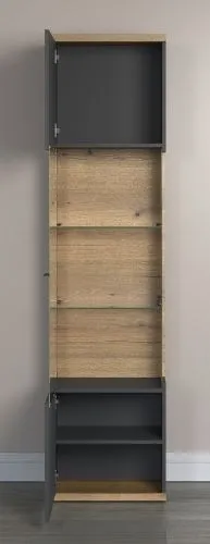 Vitrine Hochschrank Norris | grau / Coast Evoke Oak | verschiedene Größen