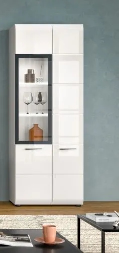 Vitrine Ice 2 | mit 2 Glasböden | weiß / schwarz