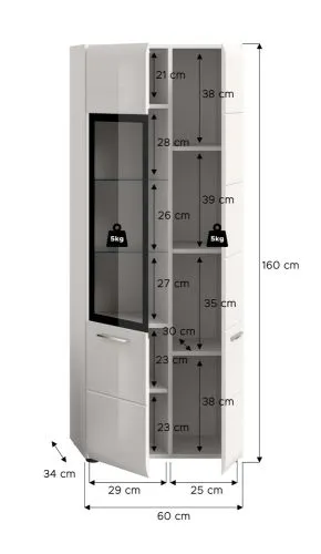 Vitrine Ice 2 | mit 2 Glasböden | weiß / schwarz