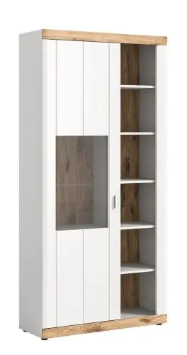 Vitrine Laredo | weiß / Nox Oak | LED Beleuchtung ohne Beleuchtung