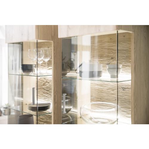 Vitrine links Barcelona | Balkeneiche Bianco / Eiche Bianco | inkl. LED Beleuchtung