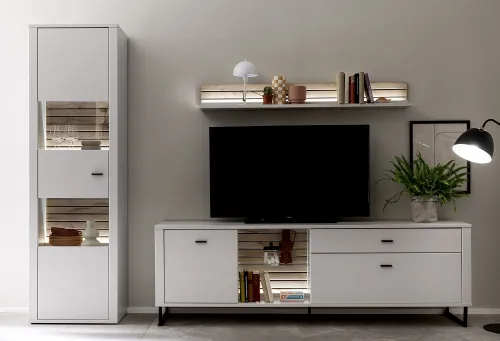 Vitrine Louisiana | Modern White | optional Beleuchtung