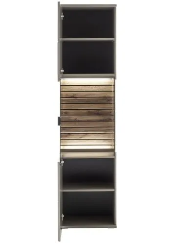 Vitrine Lüttich | Basalt / Wotan Eiche | optional LED Beleuchtung