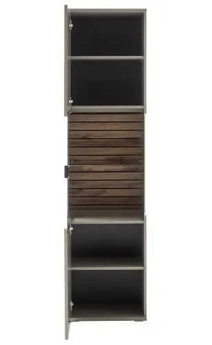 Vitrine Lüttich | Basalt / Wotan Eiche | optional LED Beleuchtung