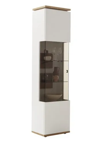Vitrine Matadi | Soft white / Ast-Balkeneiche | ohne Beleuchtung