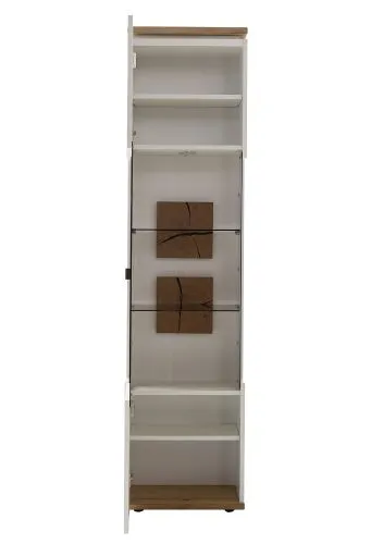 Vitrine Matadi | Soft white / Ast-Balkeneiche | ohne Beleuchtung