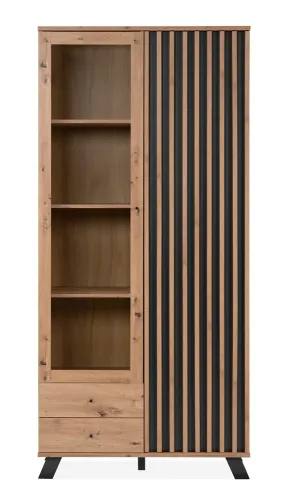 Vitrine Medan | mit 3D-Lamellen | Artisan Eiche / anthrazit