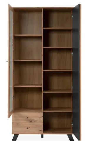 Vitrine Medan | mit 3D-Lamellen | Artisan Eiche / anthrazit