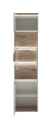 Vitrine Palermo | Soft white / Viking Oak | mit Beleuchtung