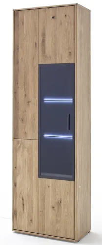 Vitrine Portland | Asteiche Bianco | mit 2-er set LED Band 45 cm