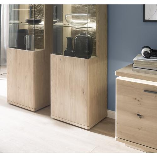 Vitrine rechts Barcelona | Balkeneiche Bianco / Eiche Bianco | inkl. LED Beleuchtung