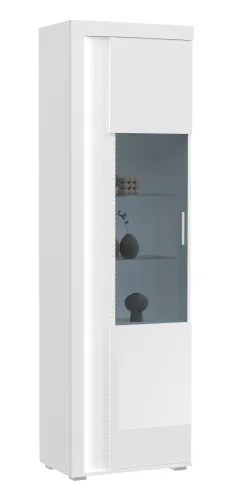 Vitrine Skylight | weiß Hochglanz | inkl. Frontbeleuchtung mit 2er Set LED Glasbodenclip