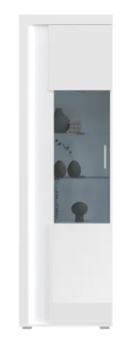 Vitrine Skylight | weiß Hochglanz | inkl. Frontbeleuchtung mit 2er Set LED Glasbodenclip