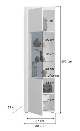Vitrine Skylight | weiß Hochglanz | inkl. Frontbeleuchtung ohne Glasbodenclip