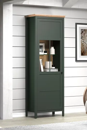 Vitrine Stanton | Tannengrün / Eiche